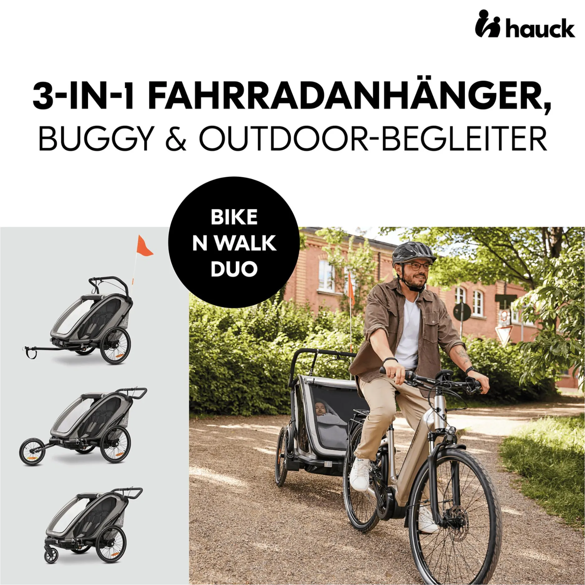 hauck Fahrradanhänger Bike n Walk Duo Light Grey* Fahrradanhänger