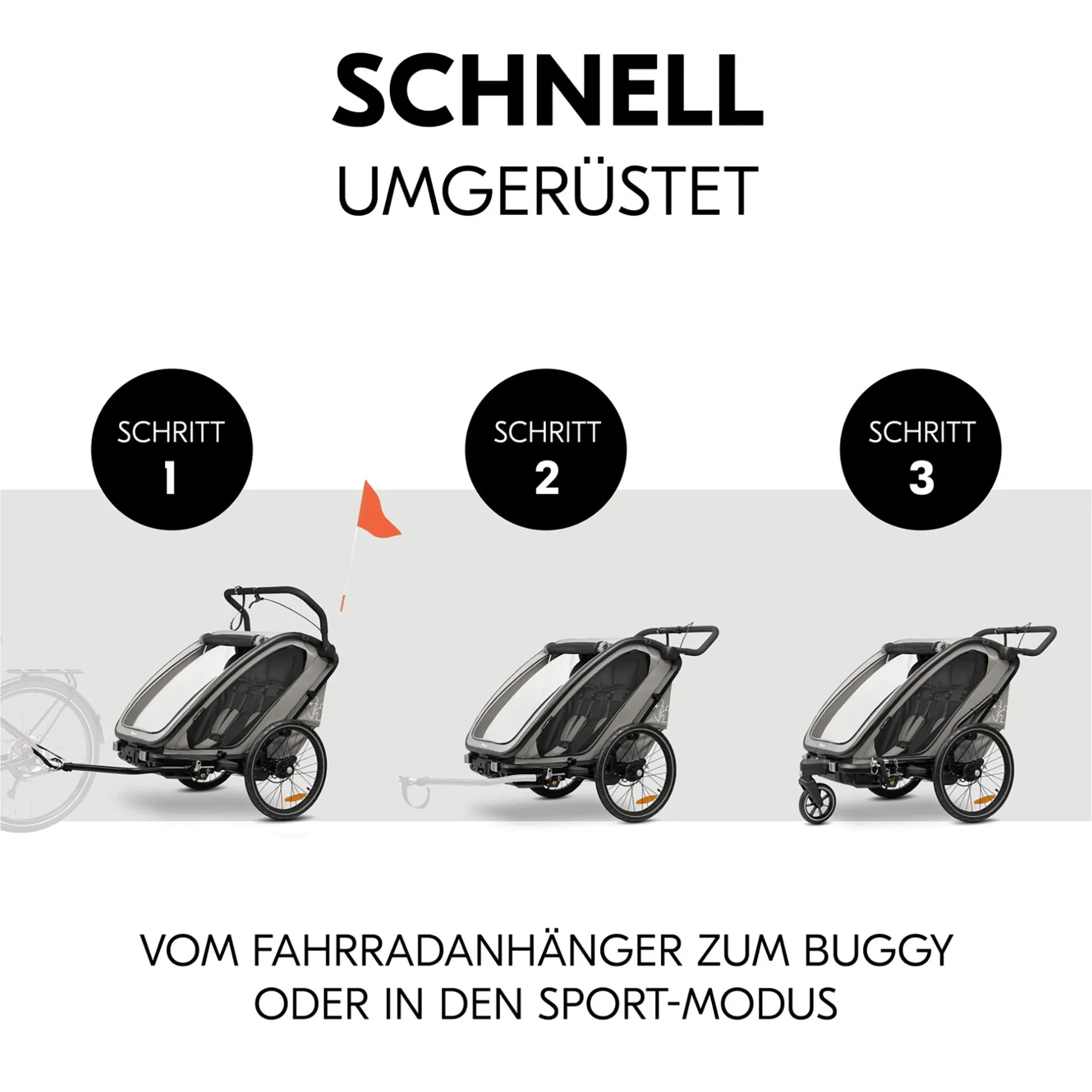 hauck Fahrradanhänger Bike n Walk Duo Light Grey* Fahrradanhänger