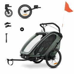hauck Fahrradanhänger Bike n Walk Duo Dark Green* Fahrradanhänger