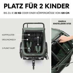 hauck Fahrradanhänger Bike n Walk Duo Dark Green* Fahrradanhänger
