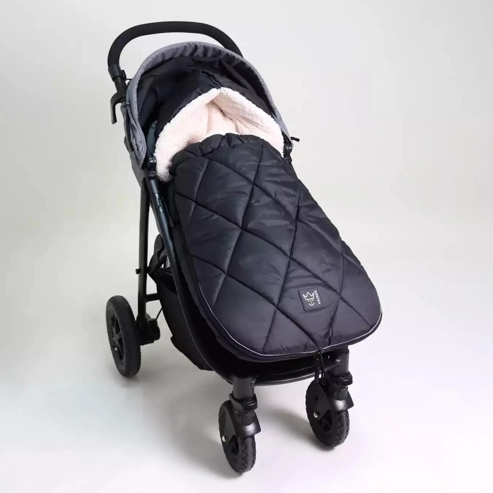 KAISER Fußsack XL Too Black / Creme*Kinder Kinderwagen Zubehör