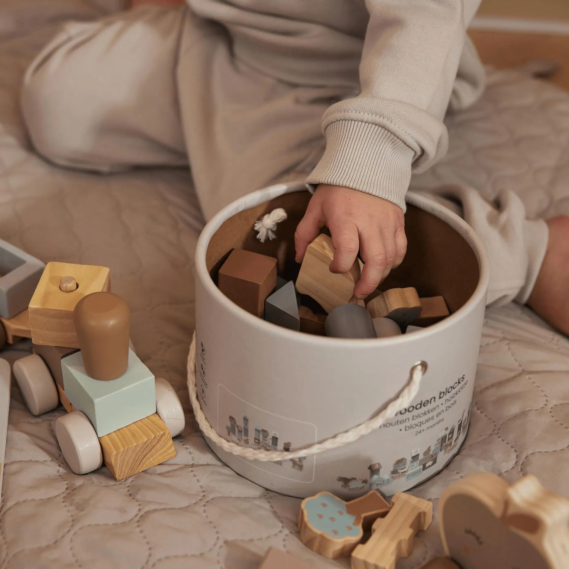 jollein Holzbausteine Farm*Kinder Lernspielzeug|Konstruktionsspielzeug