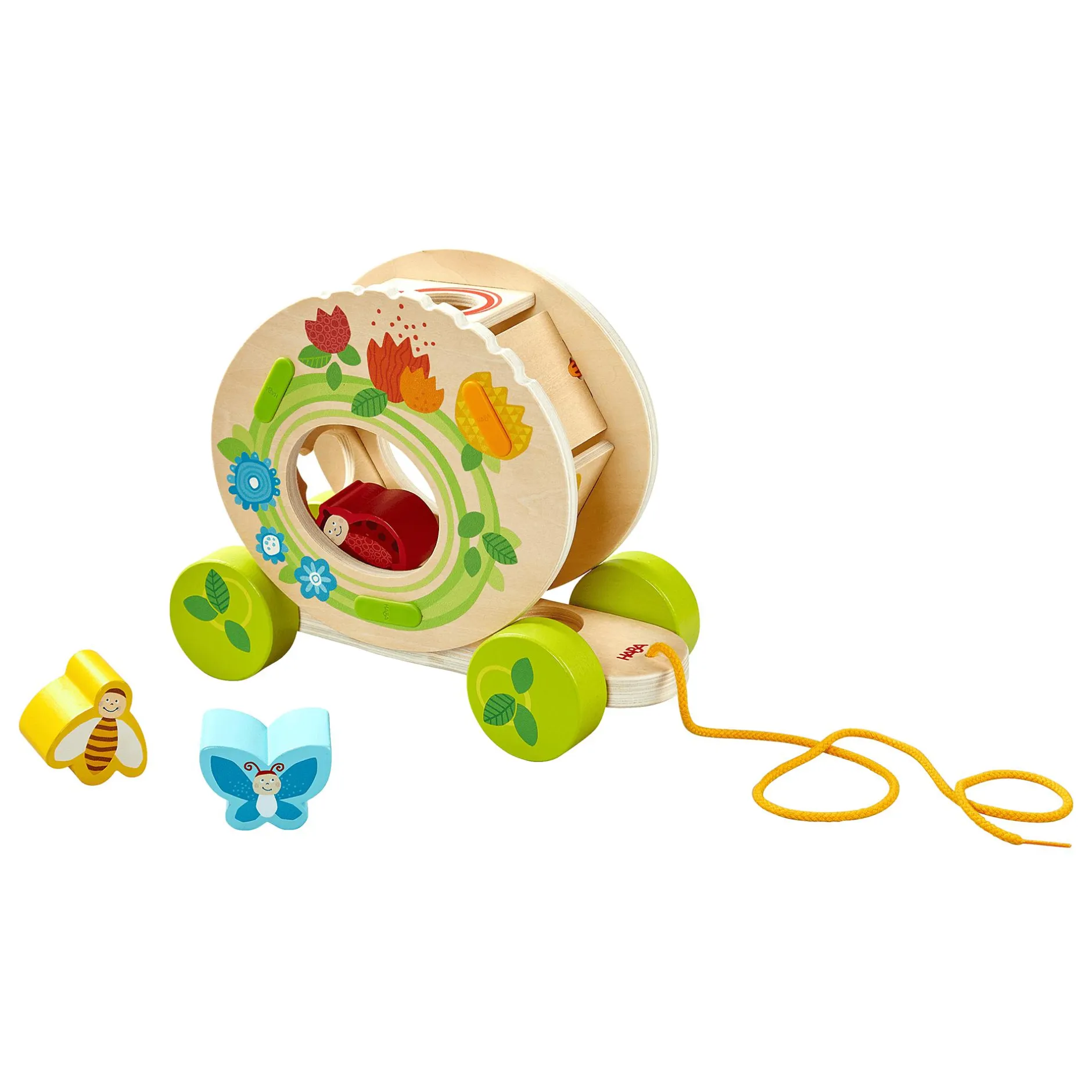 HABA 2-in-1 Ziehfigur und Sortierbox Blumenwiese*Kinder Holzspielzeug