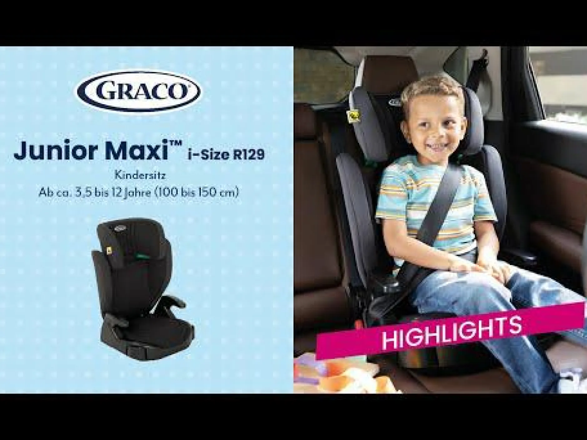 GRACO Junior Maxi i-Size Midnight*Kinder Kindersitze 15-36 Kg, Gruppe 2/3