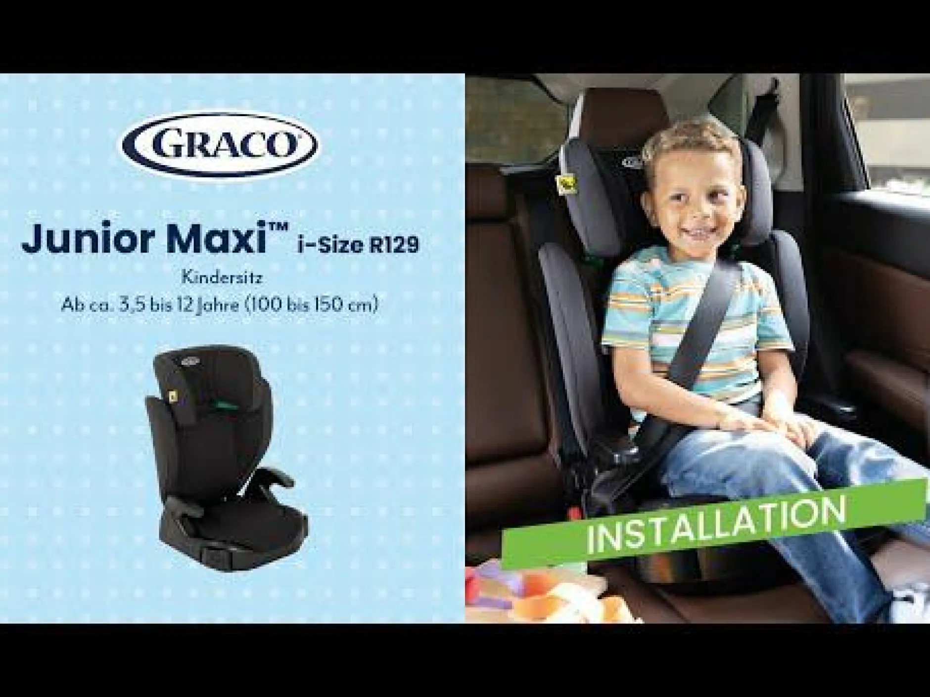 GRACO Junior Maxi i-Size Midnight*Kinder Kindersitze 15-36 Kg, Gruppe 2/3