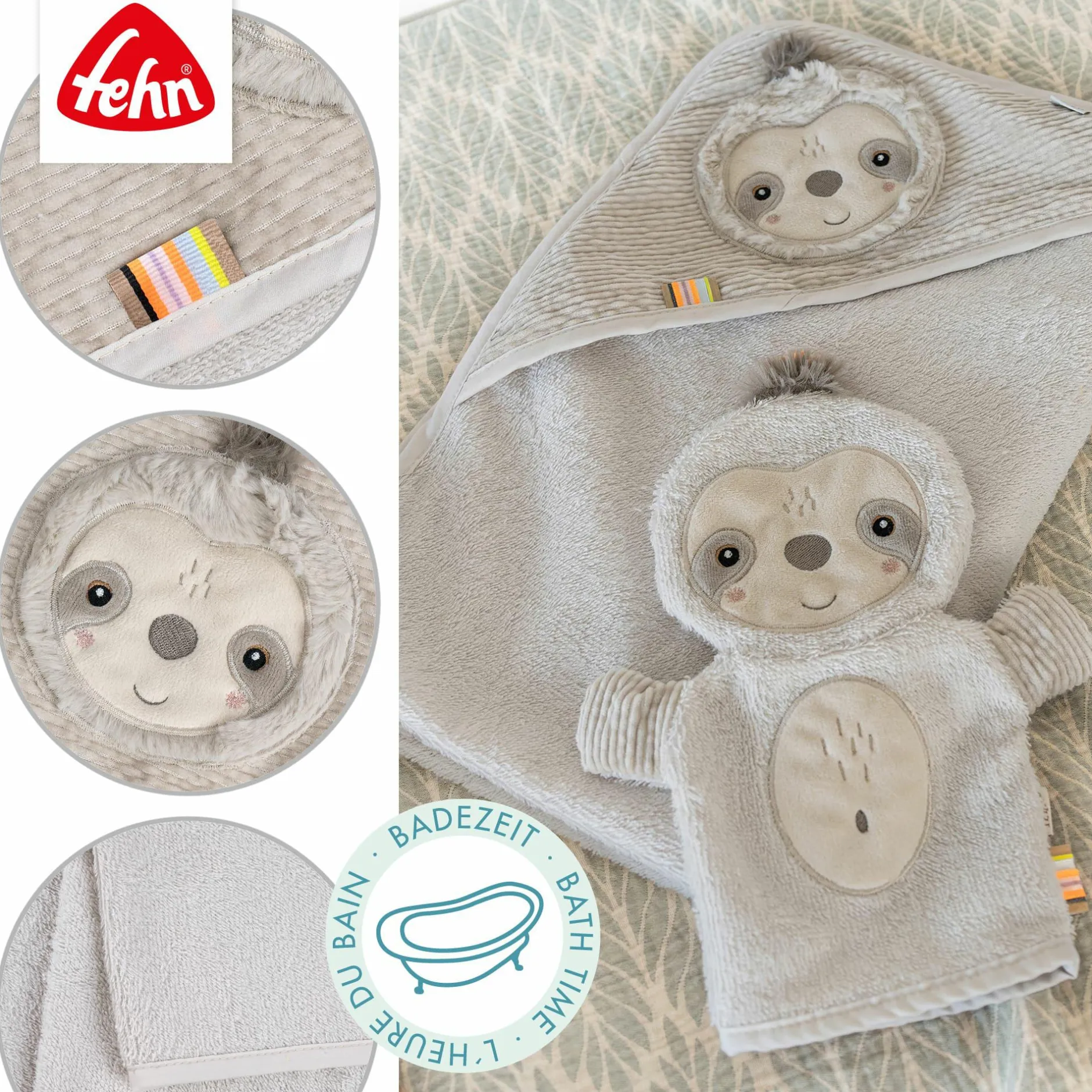 fehn Kapuzenbadetuch Faultier* Badetextilien|Badetextilien