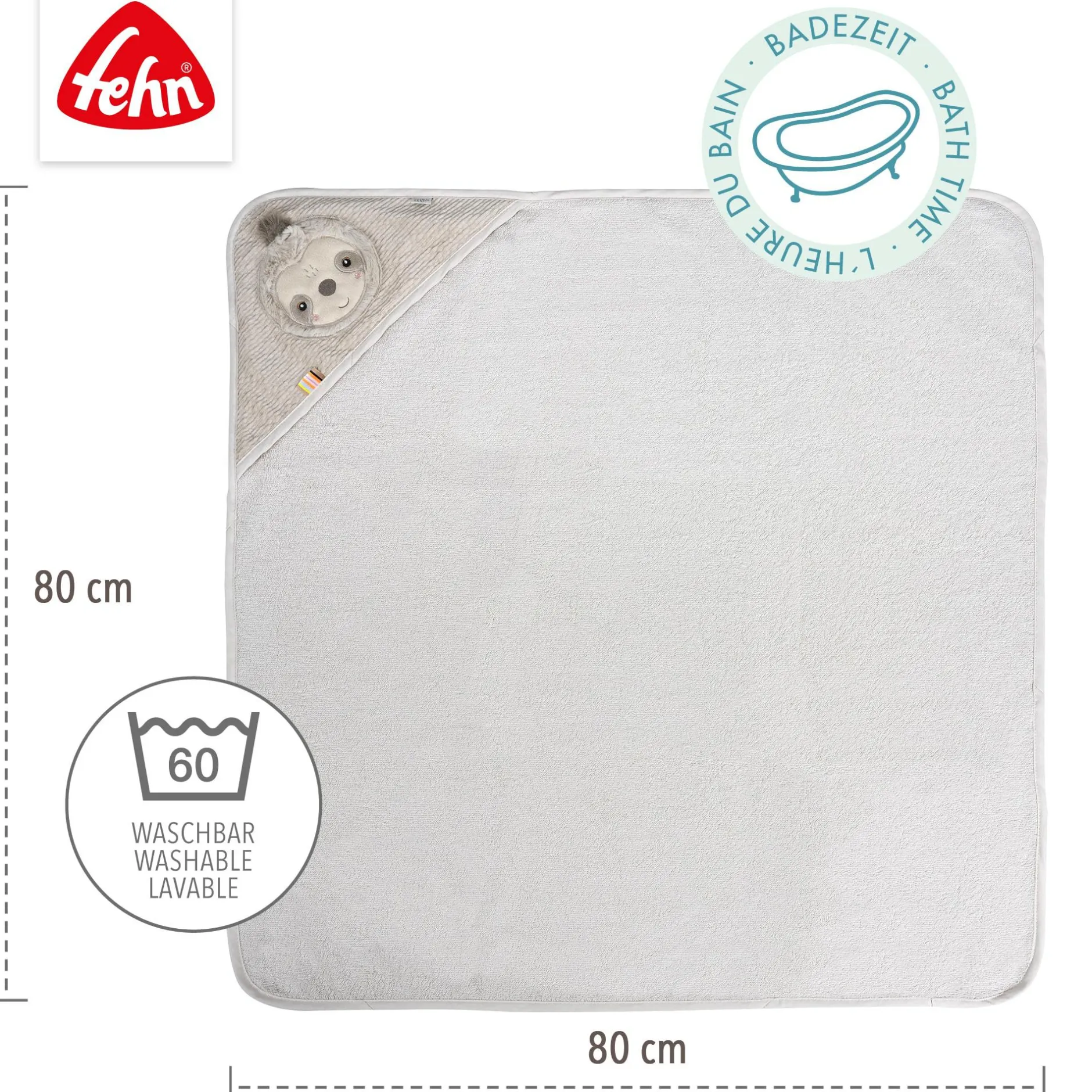 fehn Kapuzenbadetuch Faultier* Badetextilien|Badetextilien