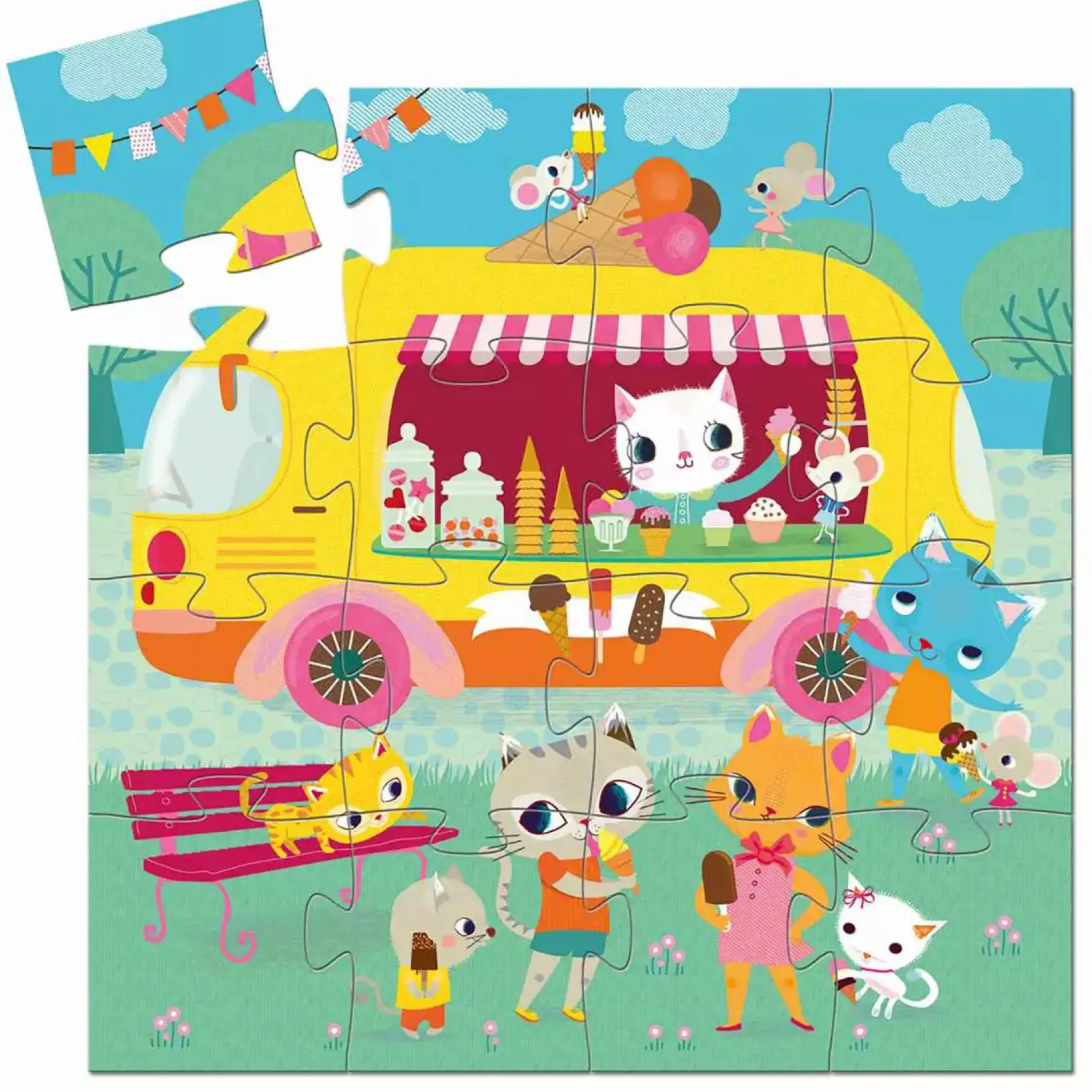 DJECO Kinderpuzzle Ice cream truck*Kinder Lernspielzeug|Spielzeug Ab 3 Jahren
