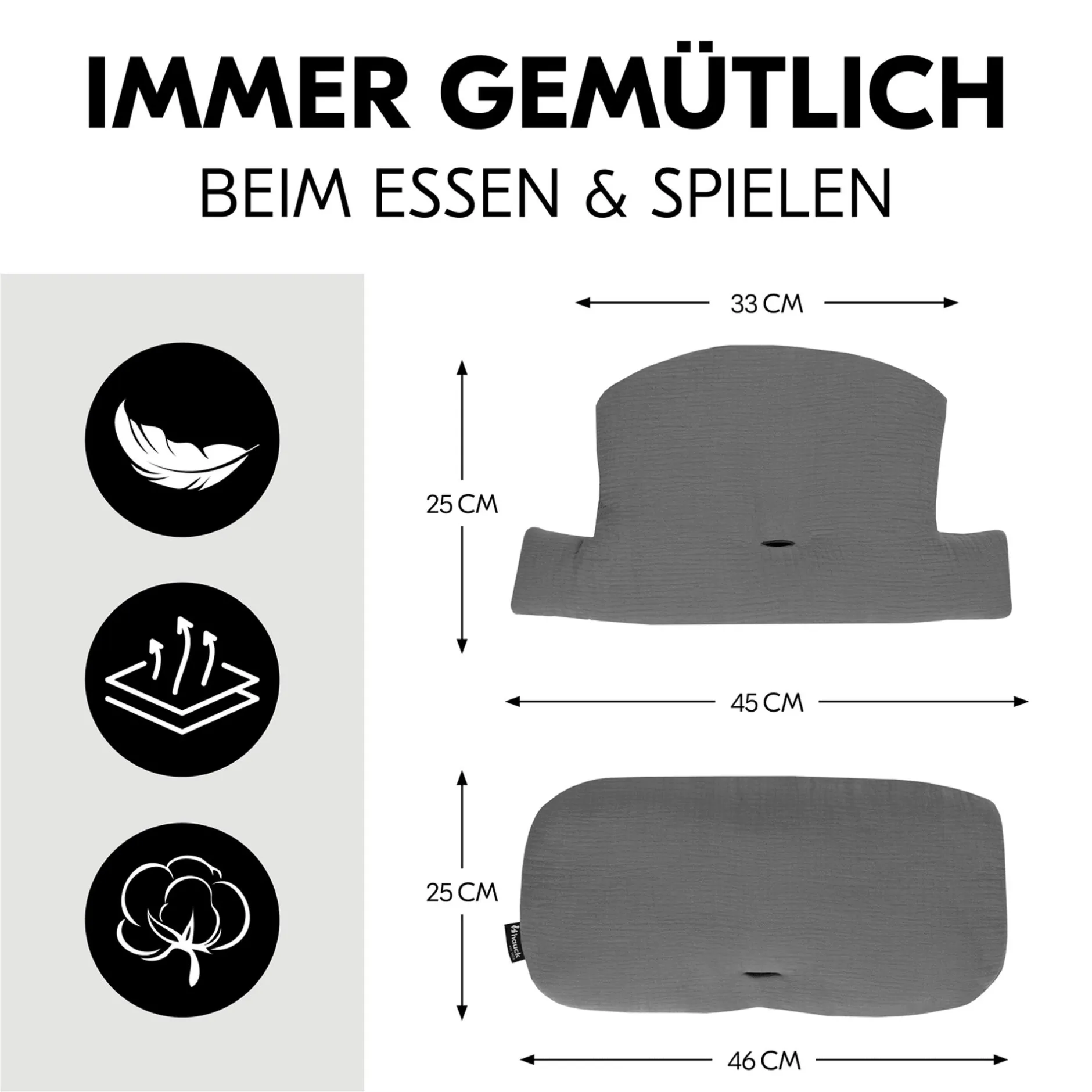 hauck Kissen-Set Dark Grey* Hochstuhl Zubehör