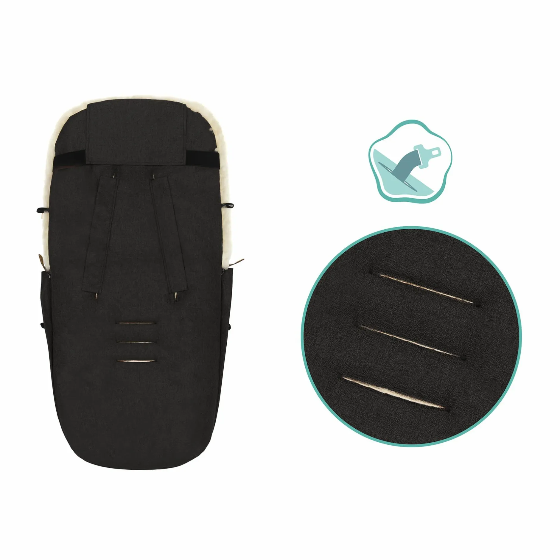 LITTLE ONE Lammfell Winterfußsack Explore Ebenholz*Kinder Kinderwagen Zubehör
