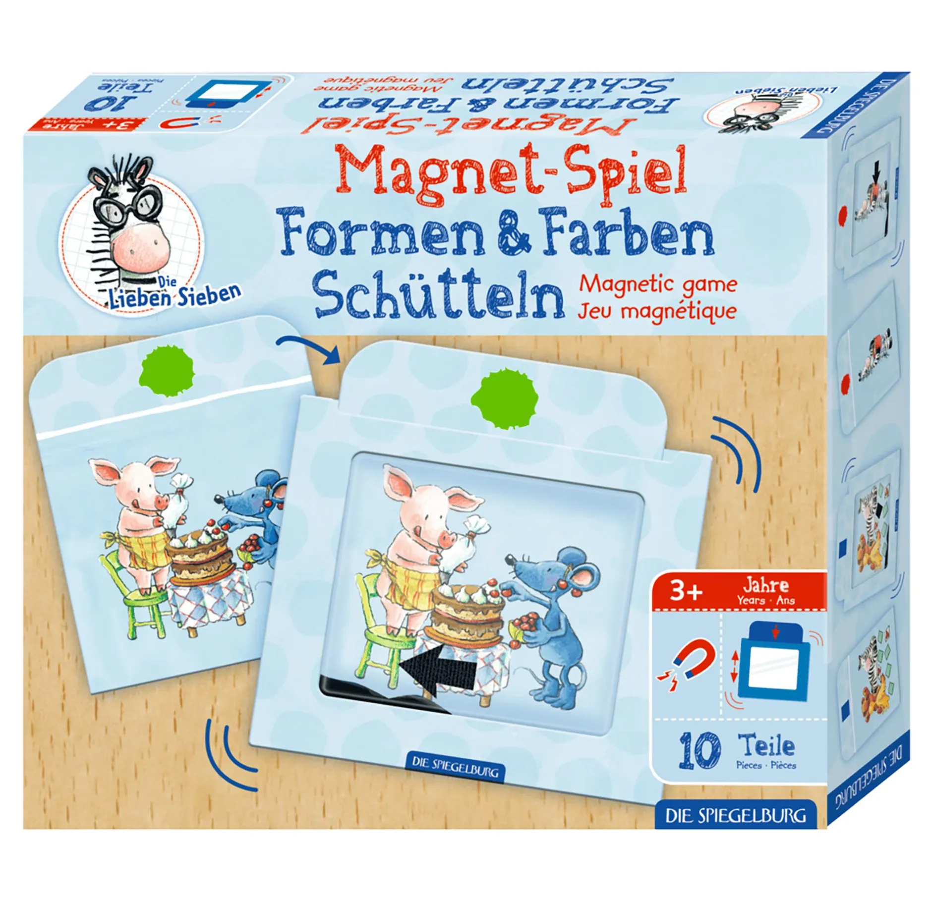 DIE SPIEGELBURG Magnetspiel Formen & Farben Schütteln Die Lieben Sieben*Kinder Lernspielzeug