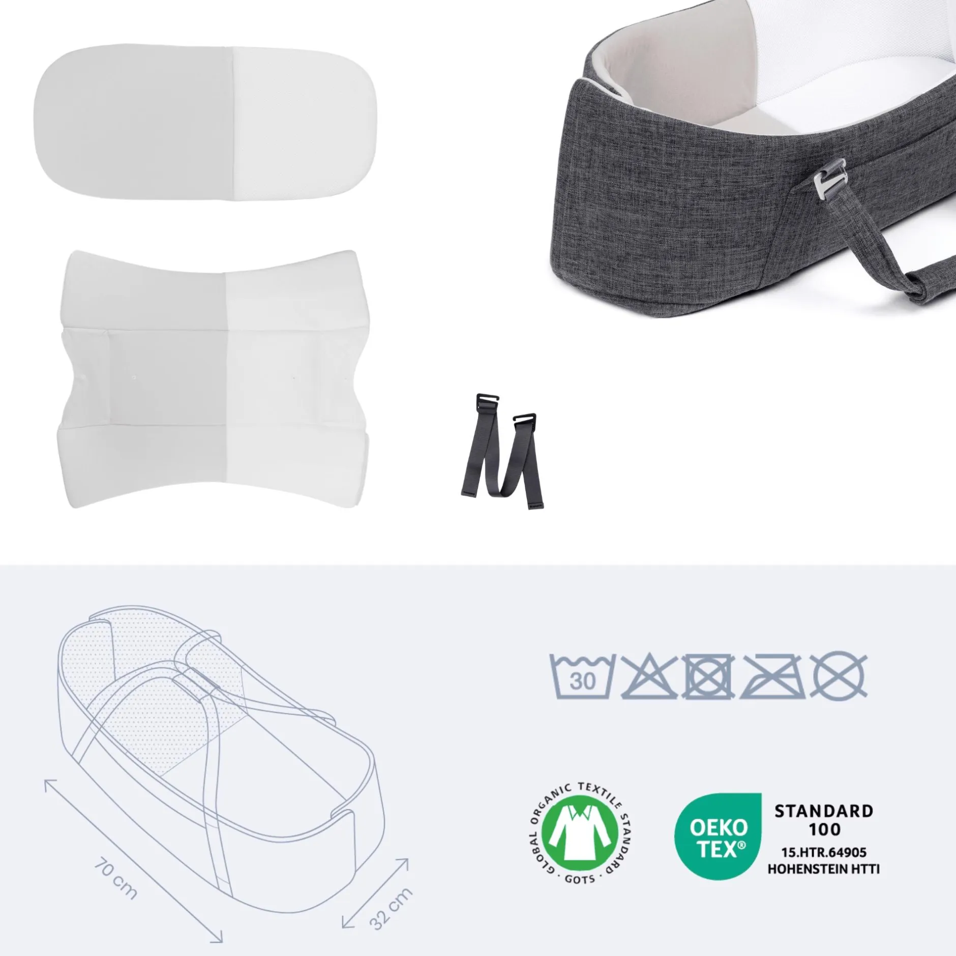 doomoo mobiles Babynest Nest & Go Grey* Bettausstattung