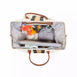 CHILDHOME Mommy Bag Wickeltasche Canvas Off White Stripes* Wickeltaschen