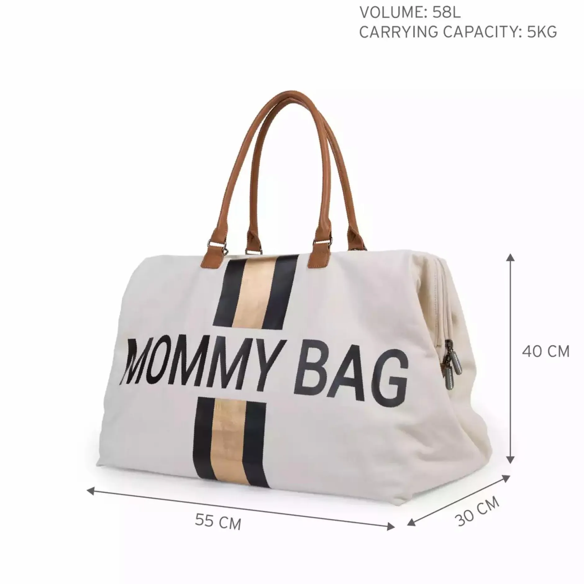 CHILDHOME Mommy Bag Wickeltasche Canvas Off White Stripes* Wickeltaschen