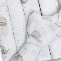 LITTLE ONE Mulltücher 80x80 5er Wal* Mullwindeln|Mullwindeln