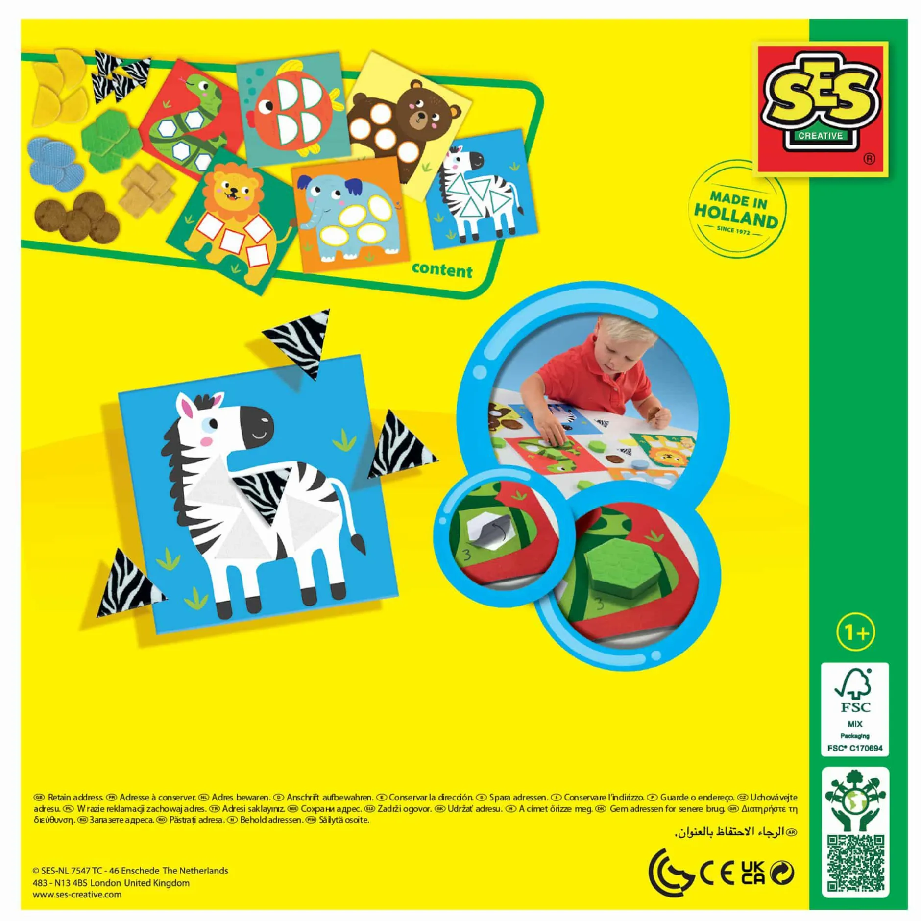 SES CREATIVE My first - Sensory Mosaik Karten*Kinder Lernspielzeug|Holzspielzeug