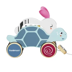 TOPBRIGHT Nachziehtier Hase und Schildkröte*Kinder Holzspielzeug