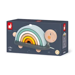 Janod Nachziehtier Schildkröte Regenbogen Sweet Cocoon*Kinder Lernspielzeug|Holzspielzeug
