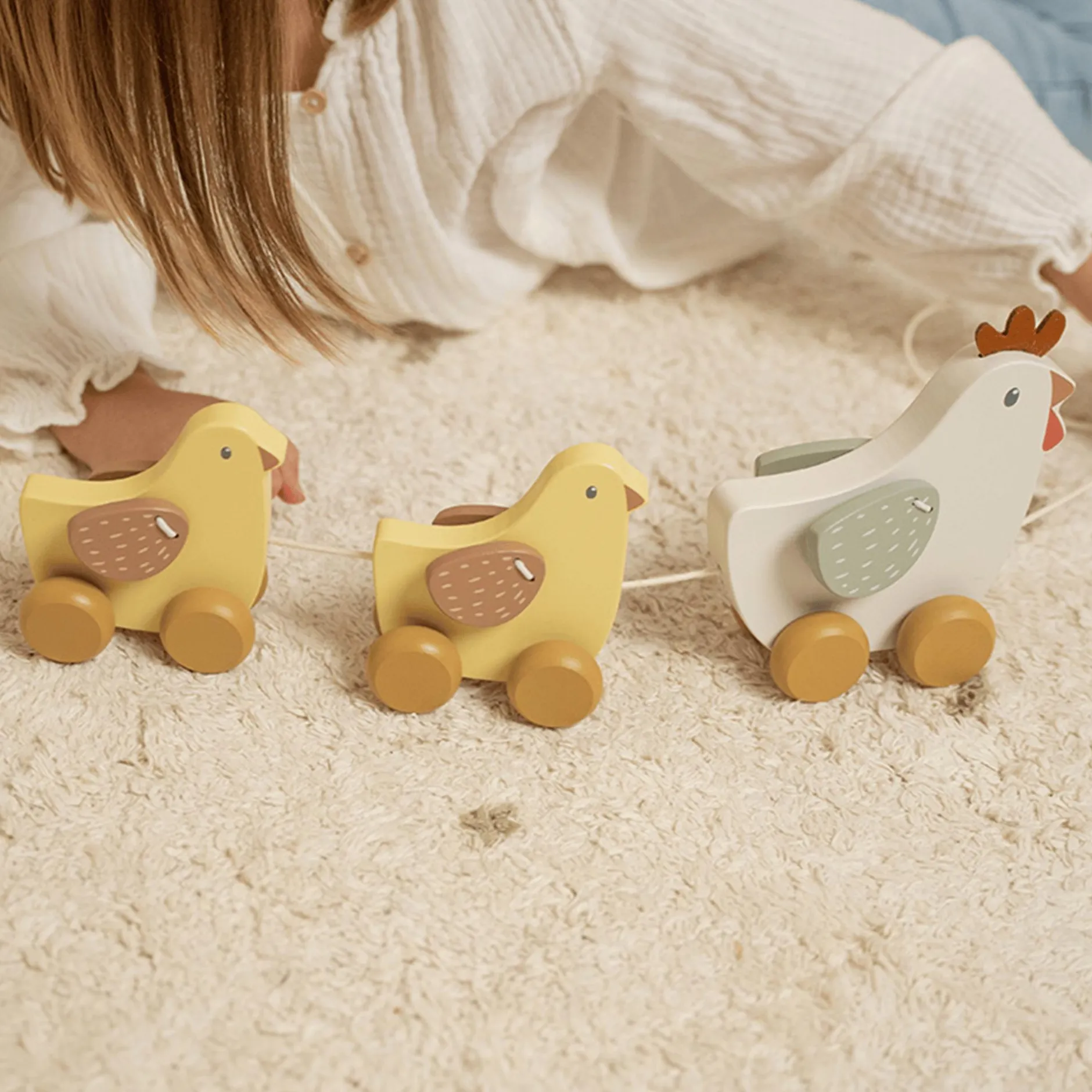 LITTLE DUTCH Nachziehtiere Hühner*Kinder Holzspielzeug