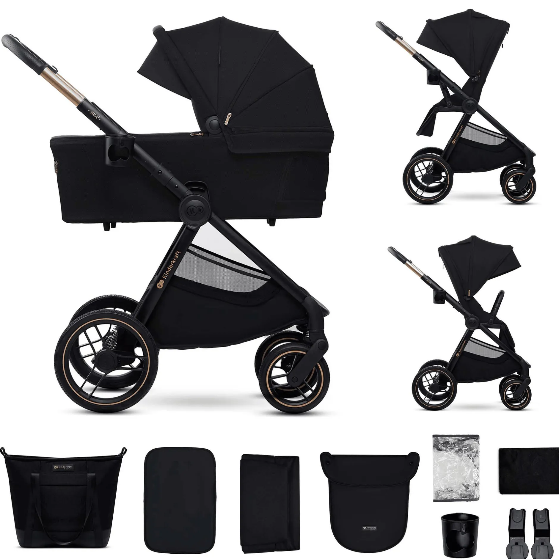 Kinderkraft NEA 2.0 Midnight Black*Kinder Kombi-Kinderwagen