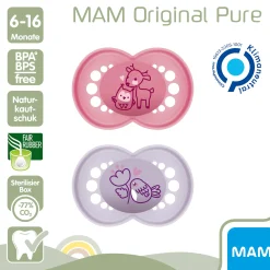 MAM Original matt Latex 6 - 16 Monate 2 Stück Reh/Vogel* Schnuller