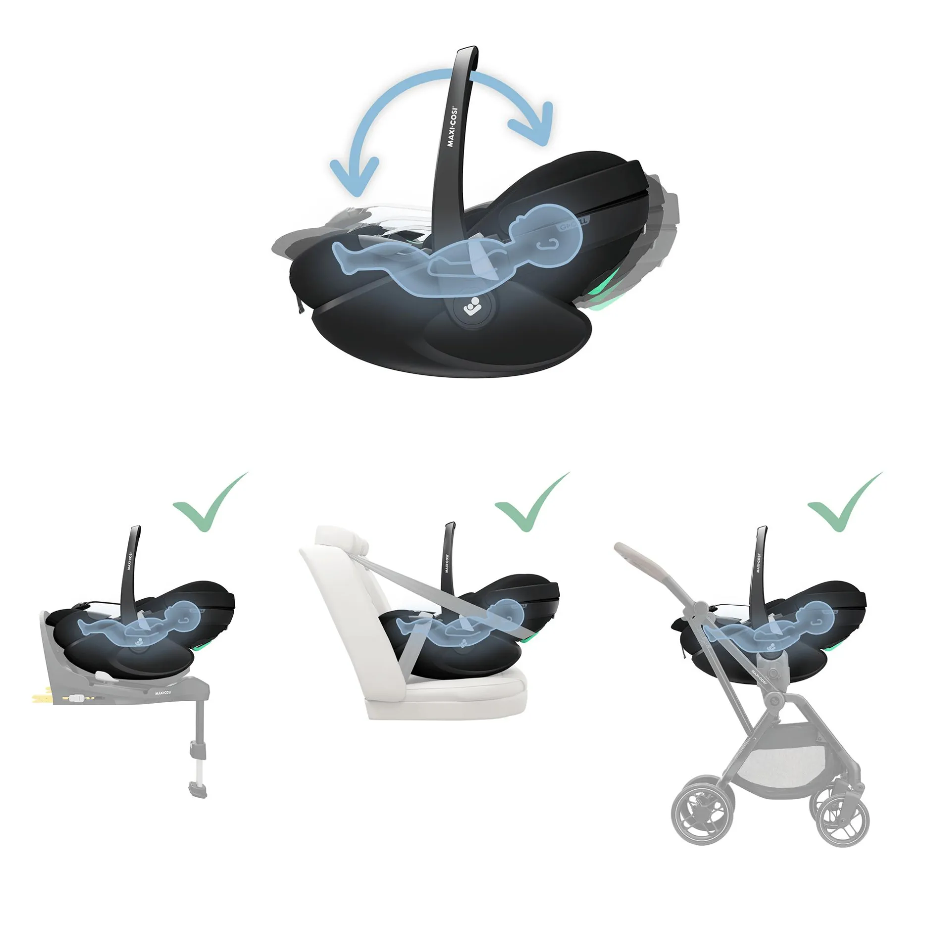 MAXI-COSI Pebble 360 Pro² Twillic Black*Kinder Babyschalen 0-13 Kg, Gruppe 0+