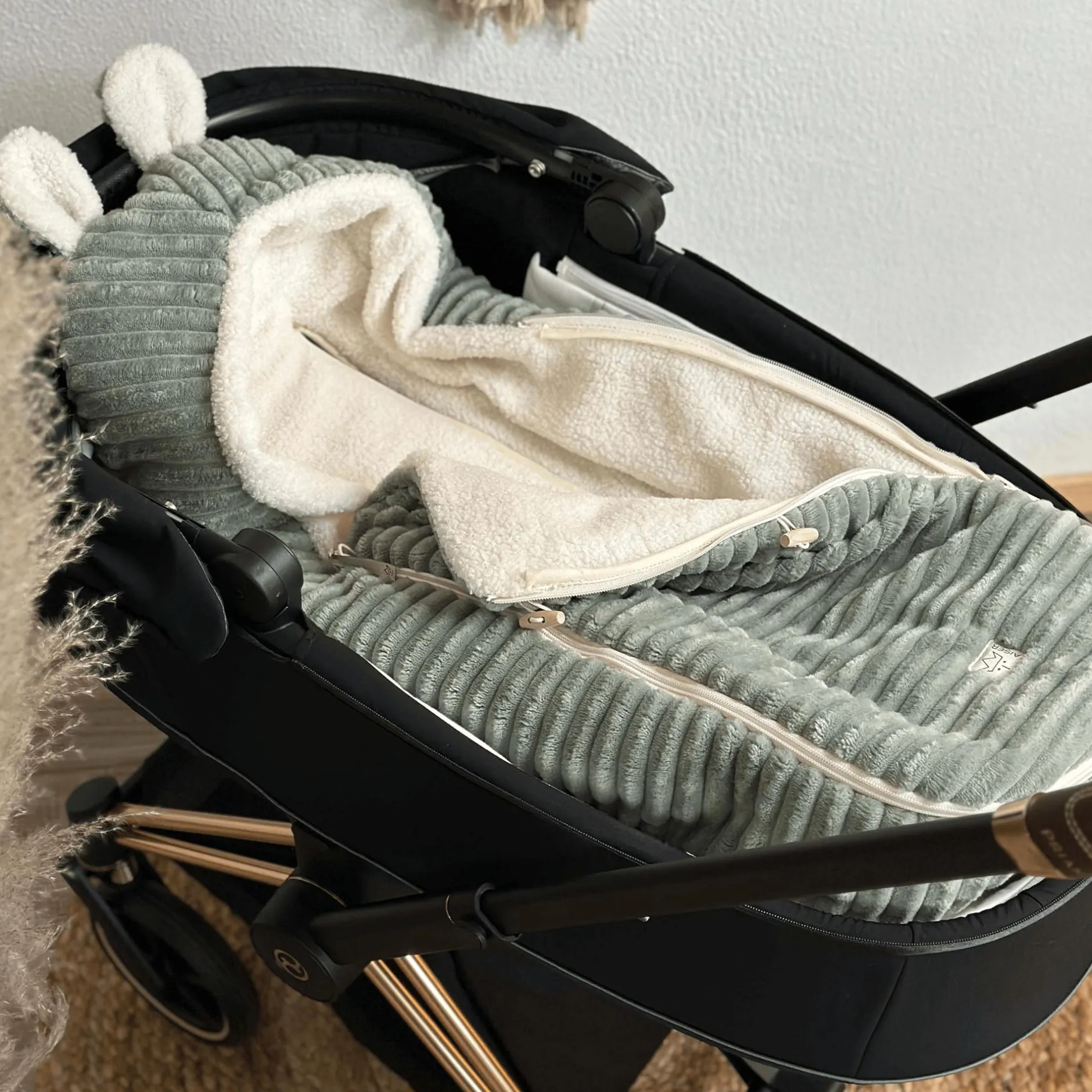 KAISER PLUSHY Babyschalen Fußsack Mineral Green*Kinder Kindersitz Zubehör