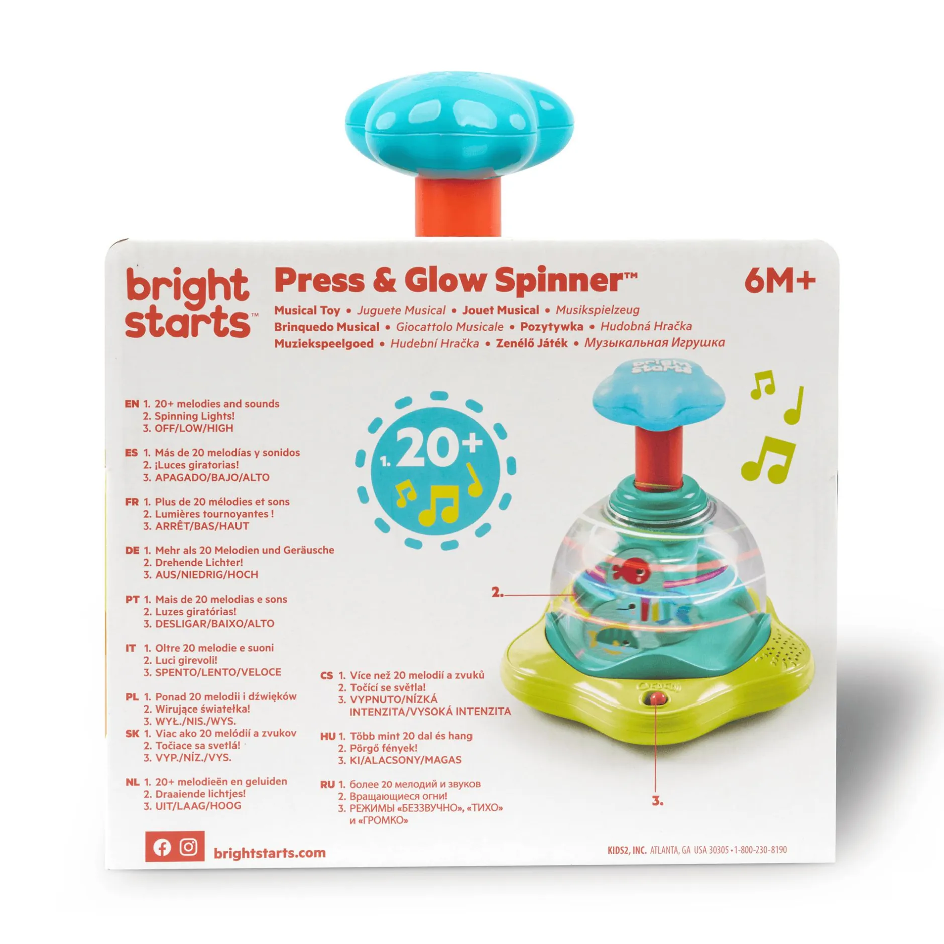 BrightStarts Press & Glow Spinner*Kinder Lernspielzeug|Musik