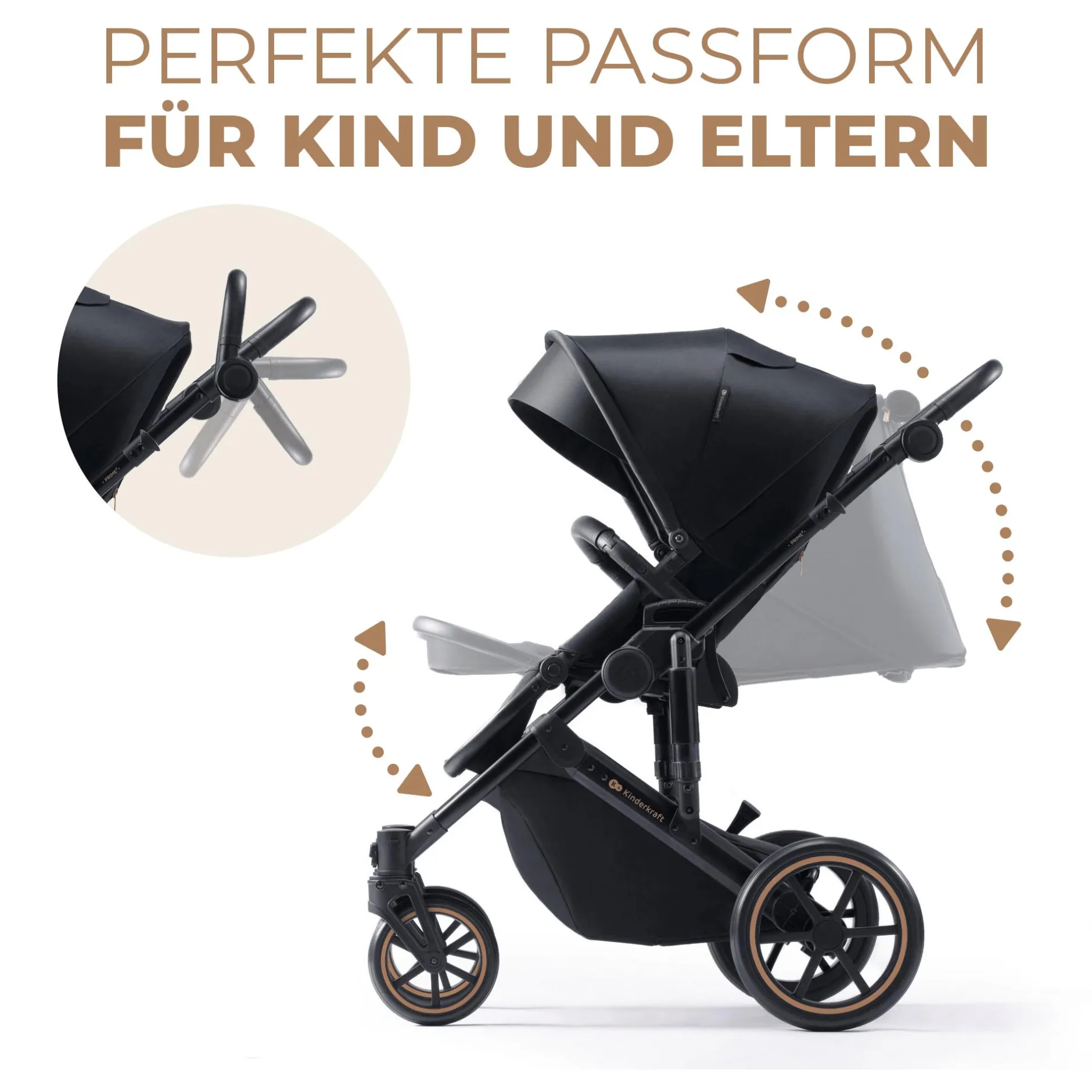 Kinderkraft Prime 2 2in1 Venezian Black*Kinder Kombi-Kinderwagen