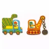DJECO Puzzle Duo - Bewegte Fahrzeuge*Kinder Lernspielzeug|Holzspielzeug