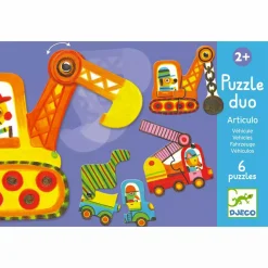 DJECO Puzzle Duo - Bewegte Fahrzeuge*Kinder Lernspielzeug|Holzspielzeug