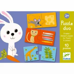 DJECO Puzzlu Duo - Was esse ich?*Kinder Lernspielzeug|Holzspielzeug