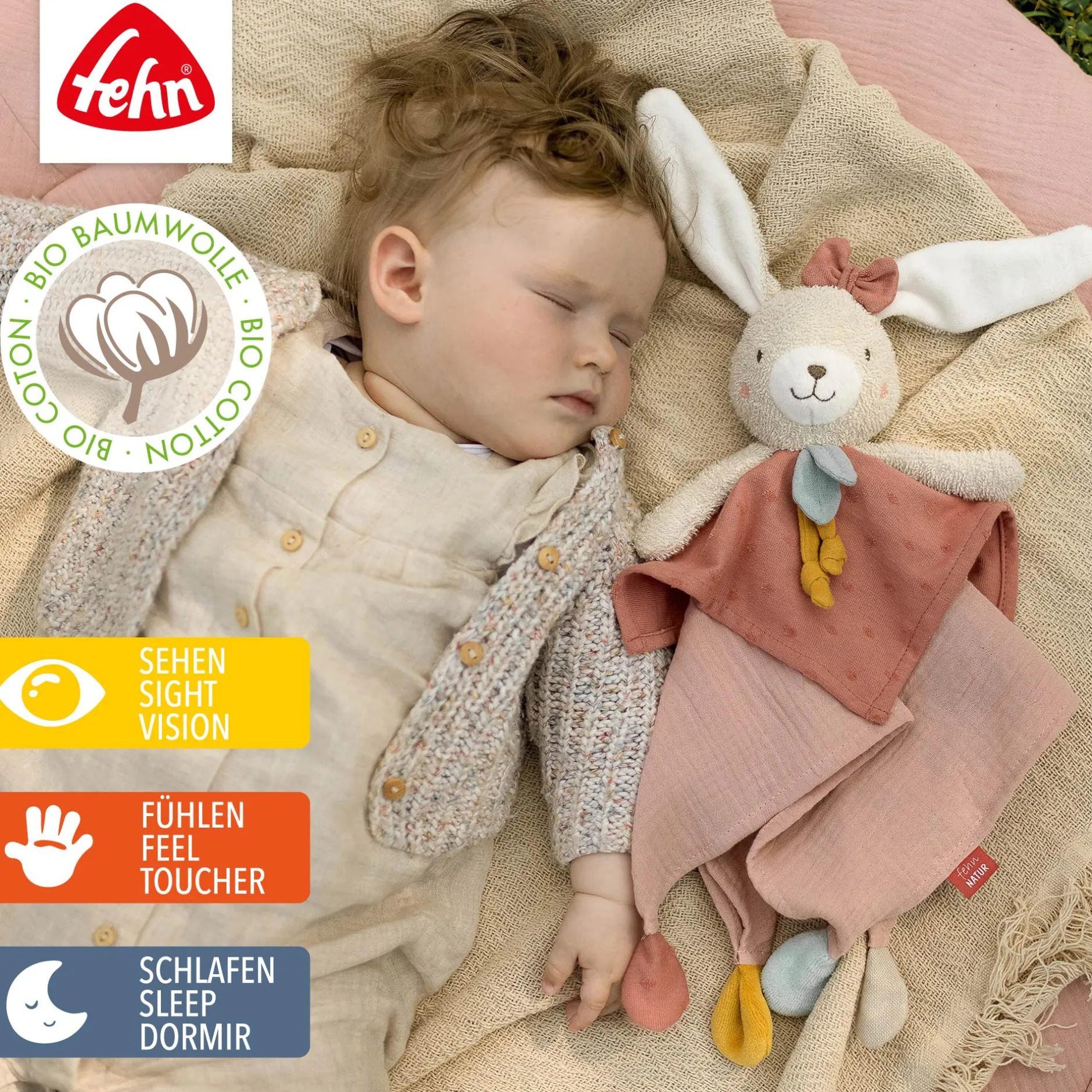 fehn Schmusetuch Hase NATUR* Schmusetücher