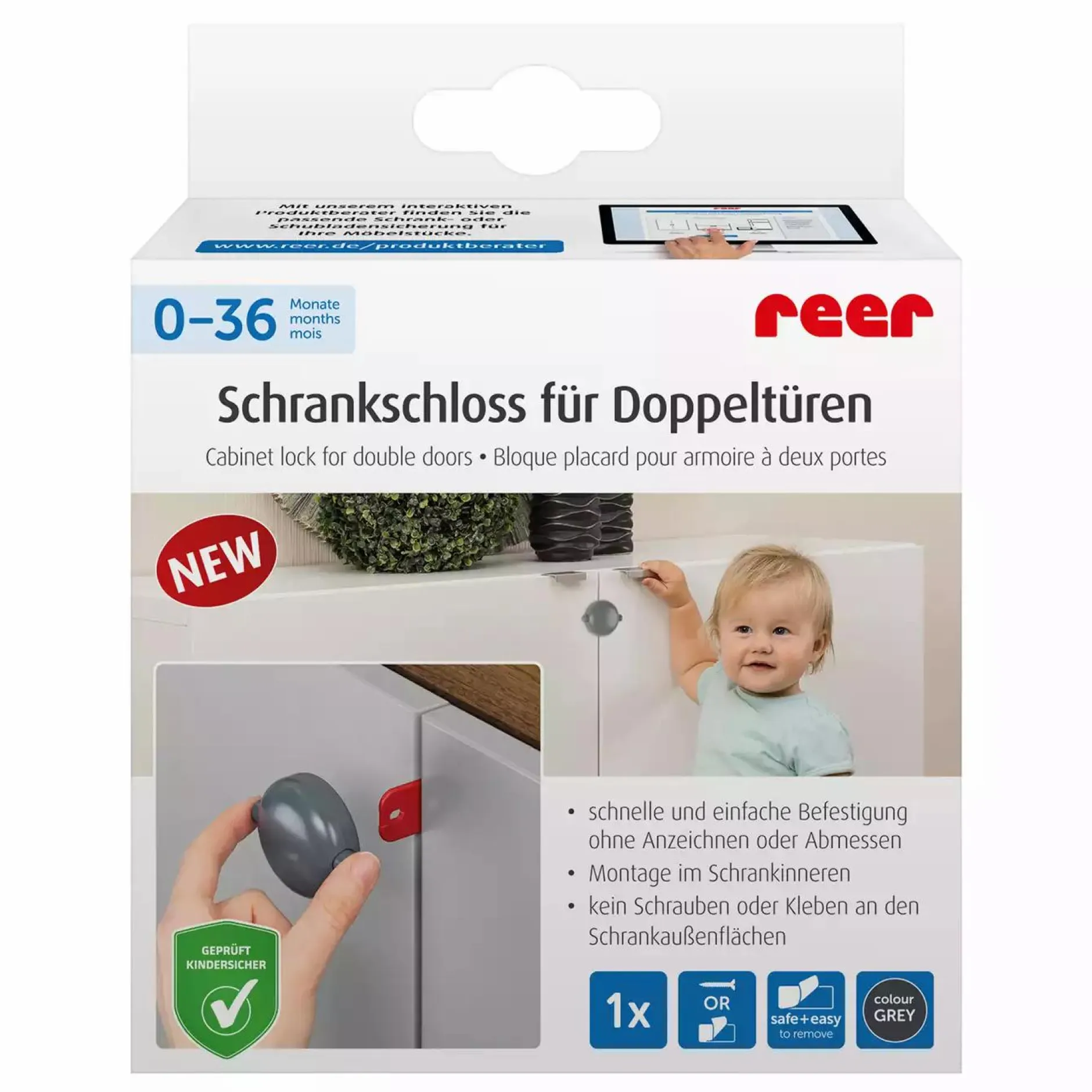 reer Schrankschloss für Doppeltüren*Kinder Kindersicherung