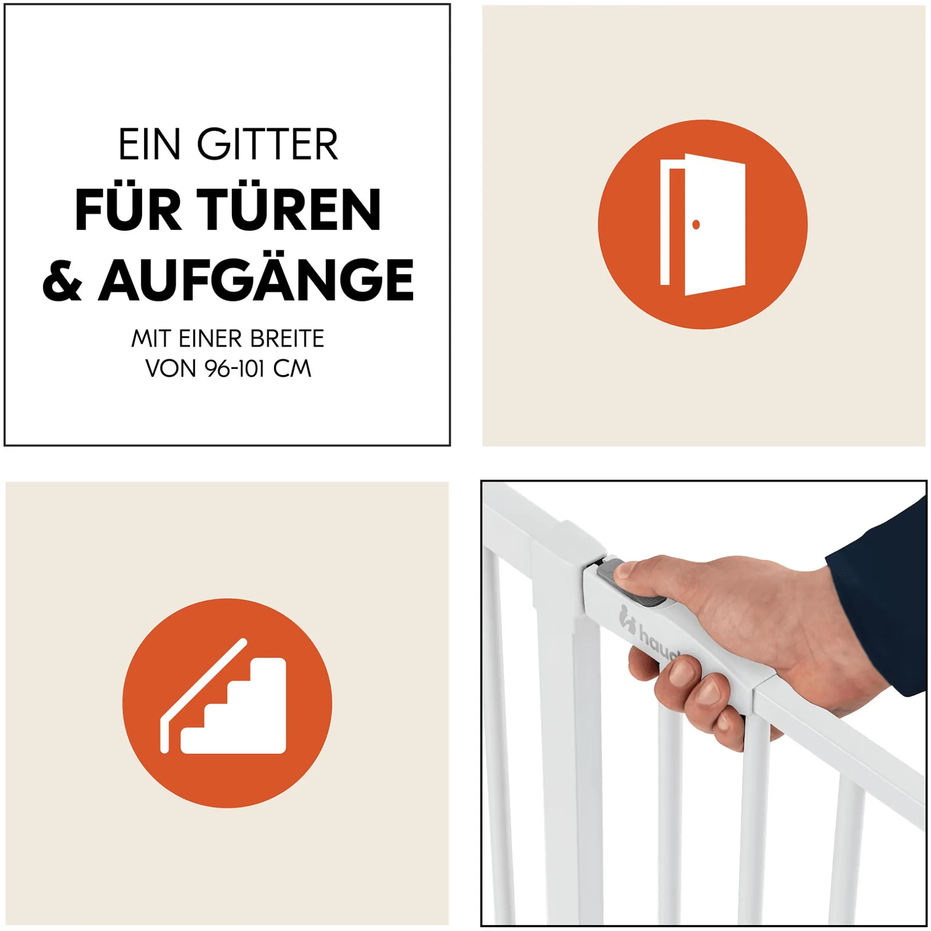 hauck Schutzgitter-Set Open N Stop 2 mit 21 cm Verlängerung White* Tür- & Treppenschutzgitter