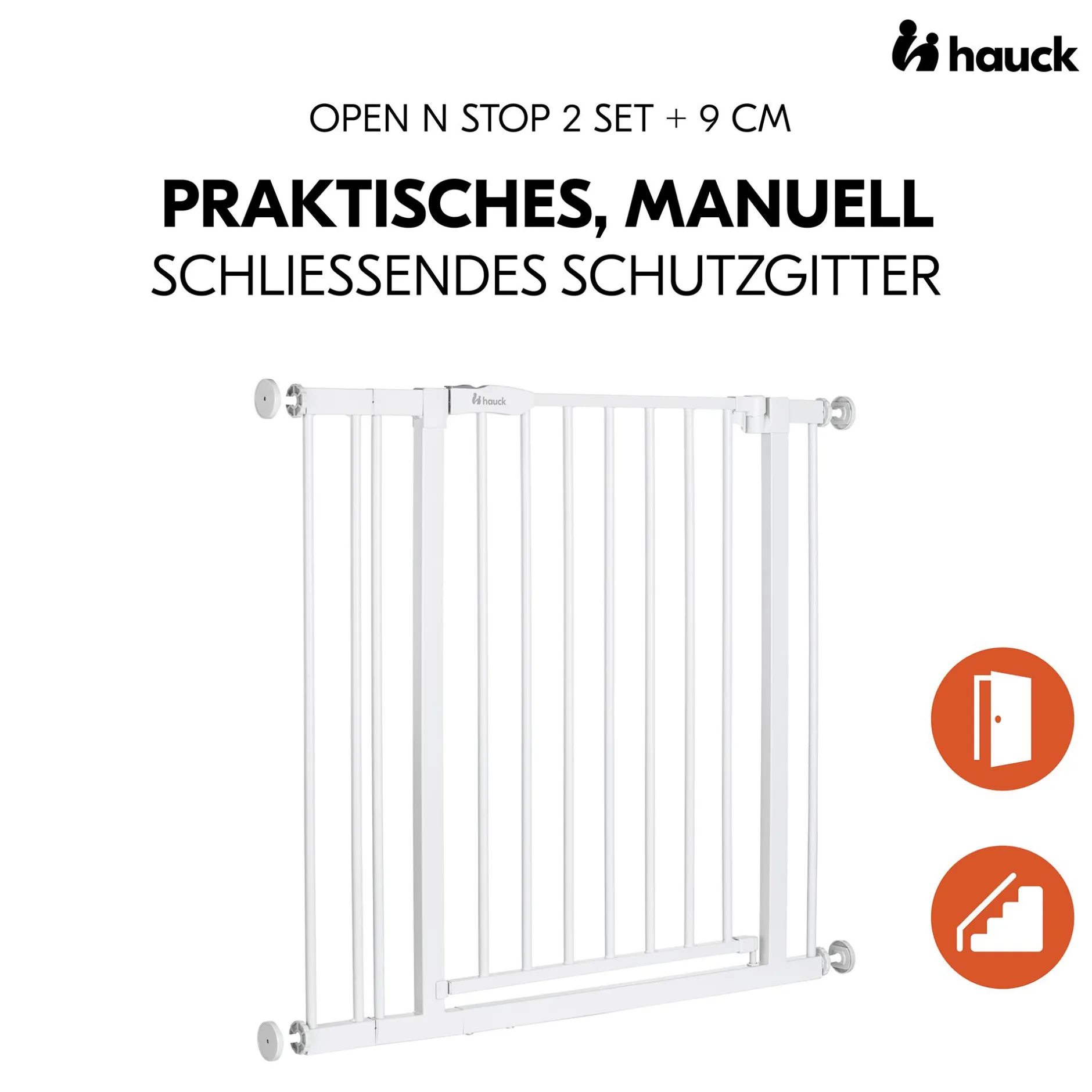 hauck Schutzgitter-Set Open N Stop 2 mit 9 cm Verlängerung White* Tür- & Treppenschutzgitter