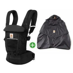 ERGObaby Set Adapt Soft Flex Mesh Onyx Black mit Rain & Wind Carrier Cover* Babytragen