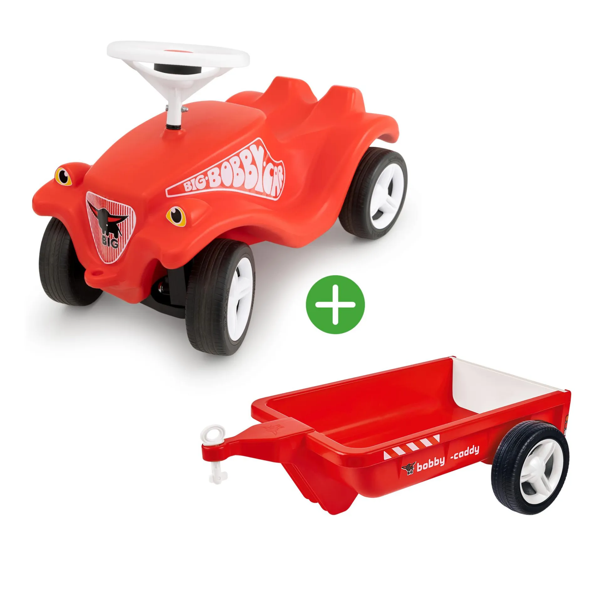 BIG Set Bobby Car mit Bobby Caddy Anhänger*Kinder Kinderfahrzeuge