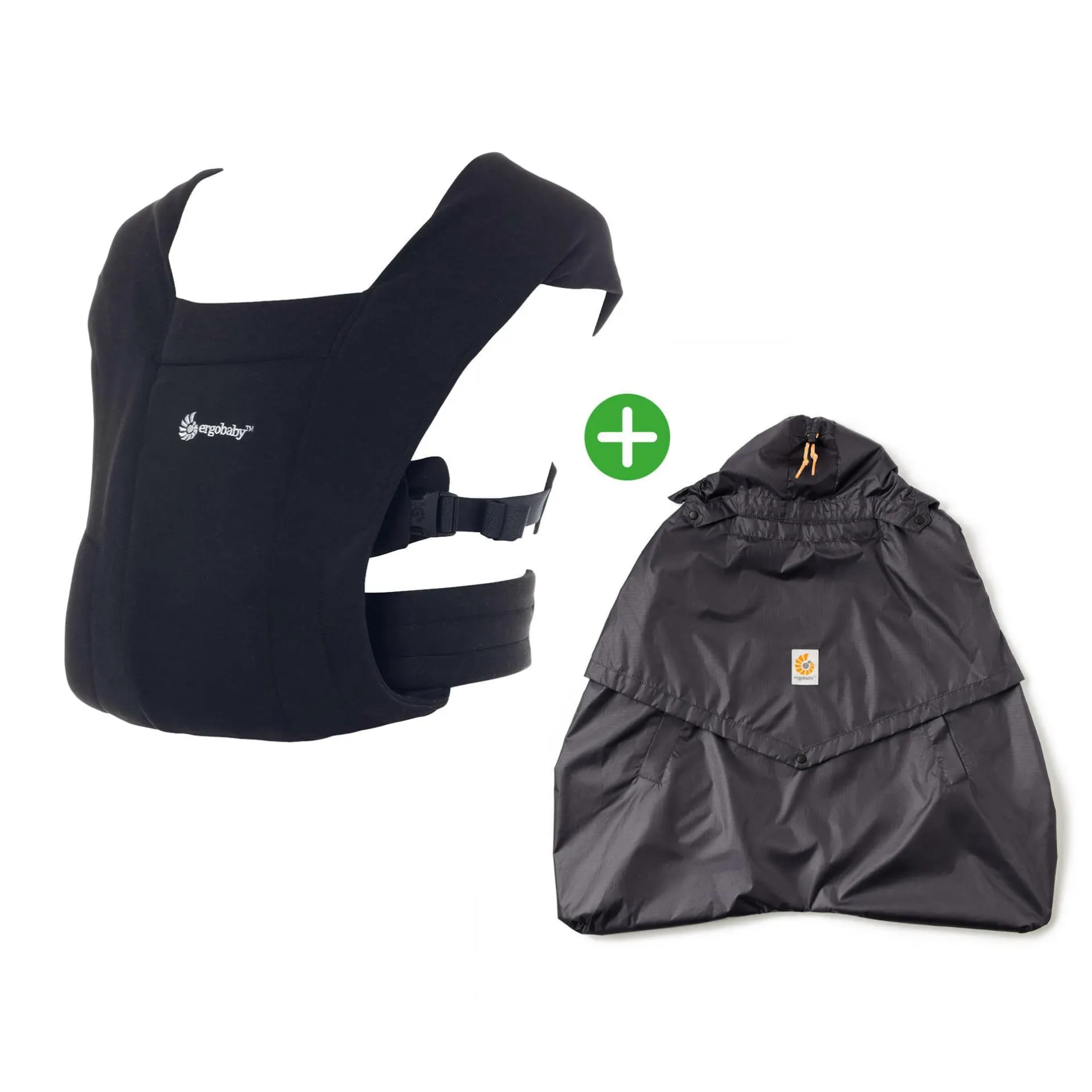 ERGObaby Set Embrace Pure Black mit Rain & Wind Carrier Cover* Babytragen