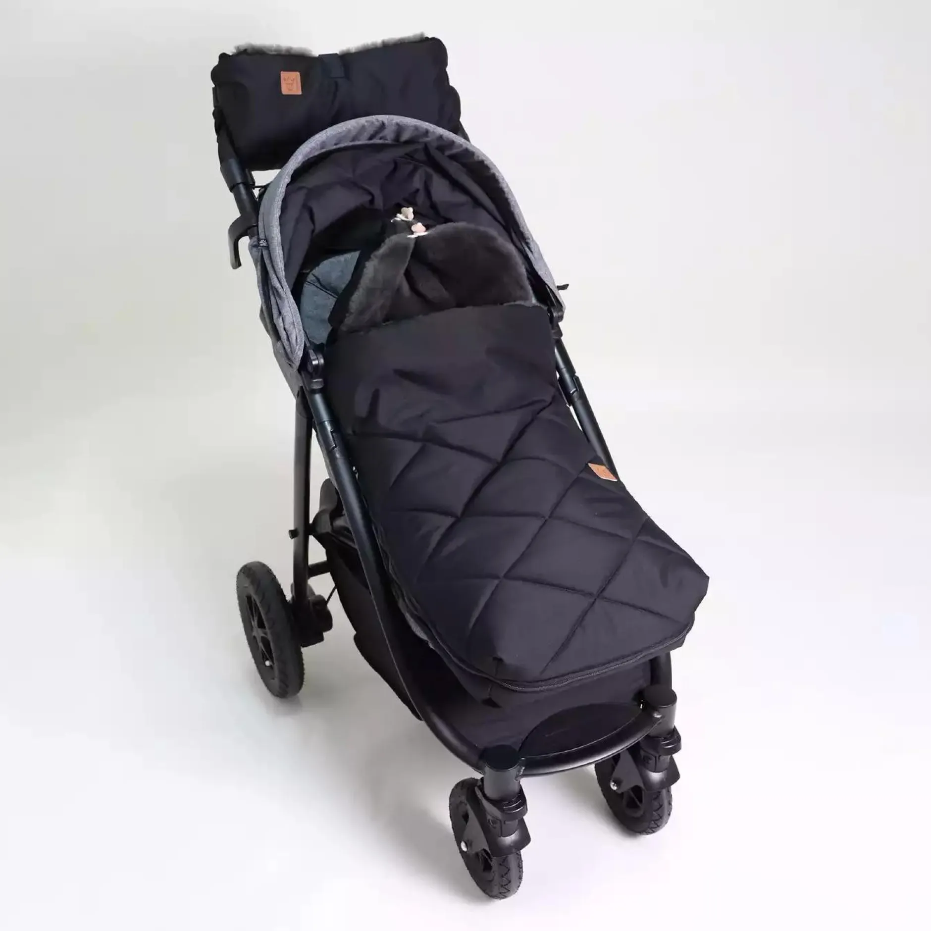 KAISER Set Fußsack und Handmuff Black*Kinder Kinderwagen Zubehör