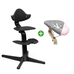 STOKKE Set Nomi® Hochstuhl Buche Black mit Newborn Set Black Grey/Pink* Treppenhochstühle