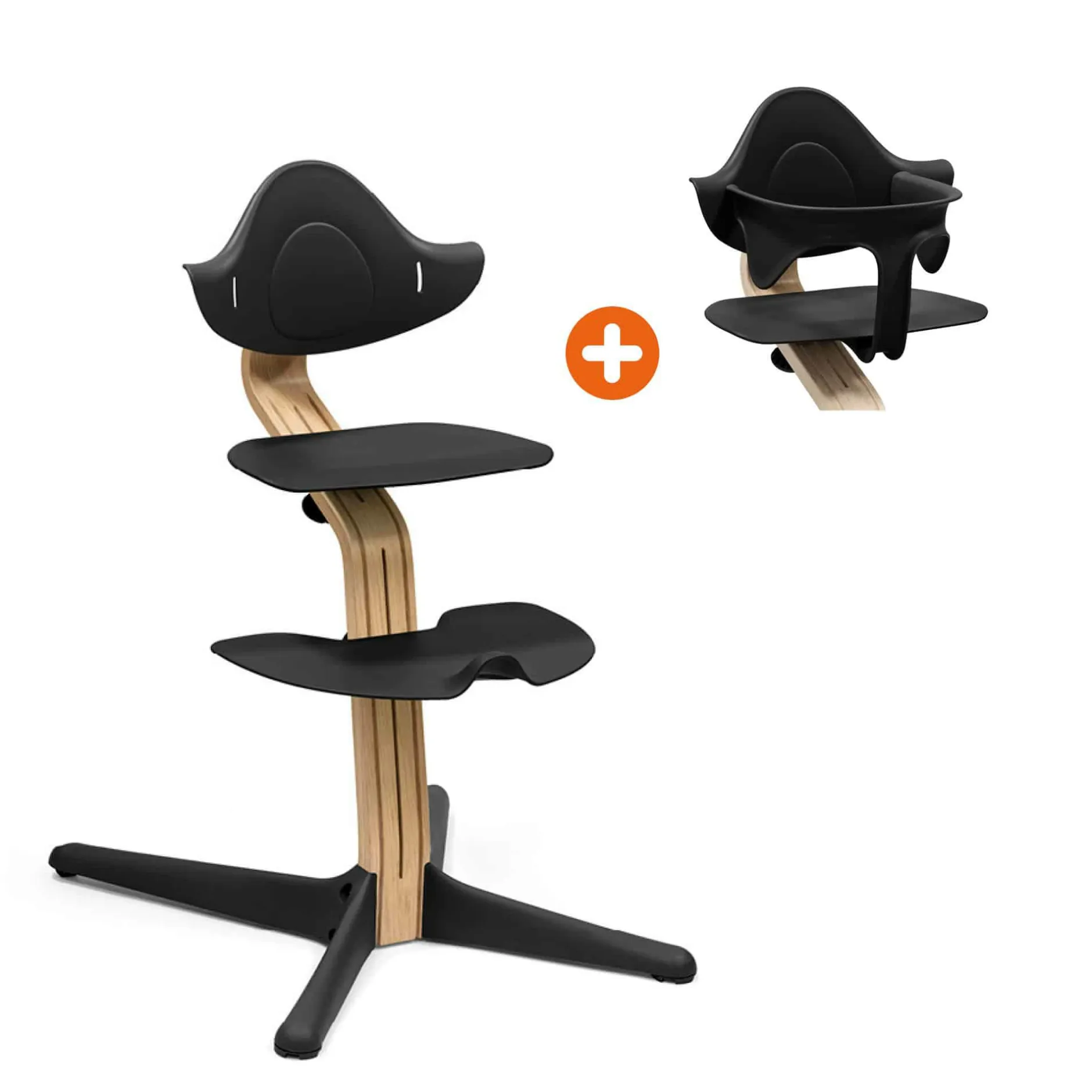 STOKKE Set Nomi® Stuhl Oak Black mit Baby Set* Treppenhochstühle
