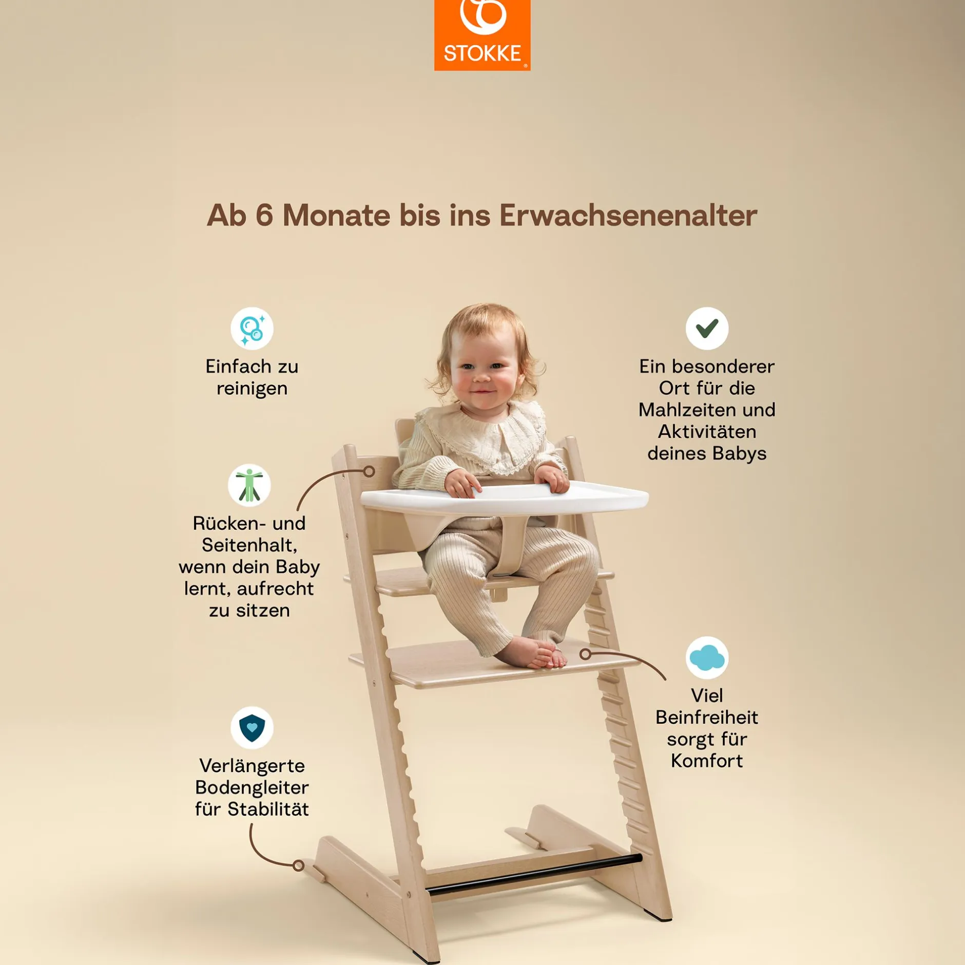 STOKKE Set Tripp Trapp® Natural mit Baby Set und Tablett* Treppenhochstühle