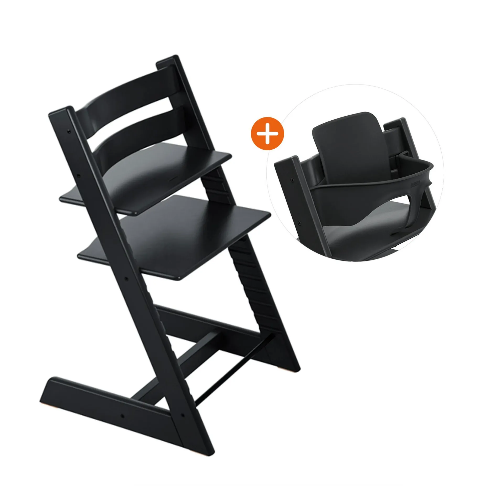 STOKKE Set Tripp Trapp® Schwarz mit Baby Set* Treppenhochstühle