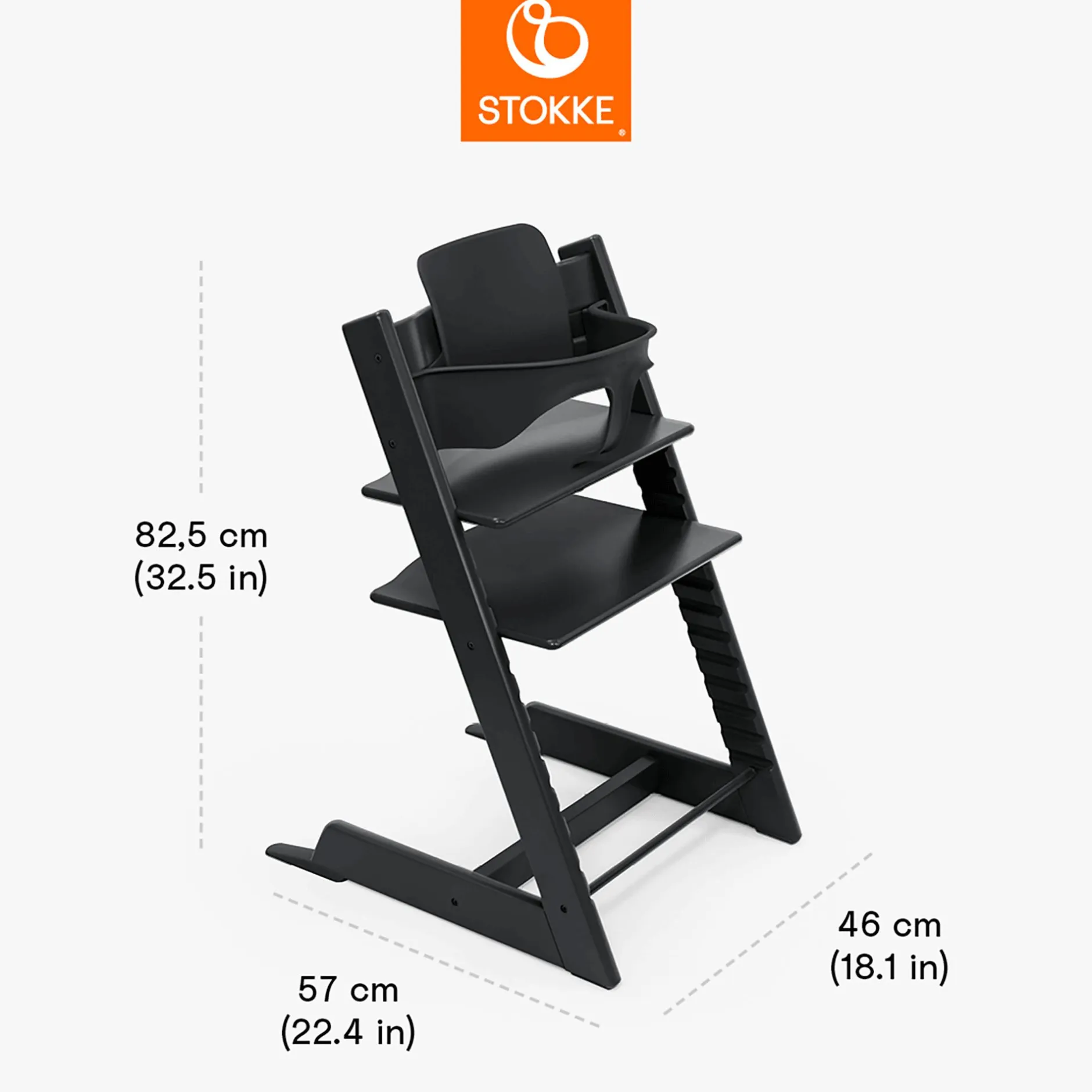 STOKKE Set Tripp Trapp® Schwarz mit Baby Set* Treppenhochstühle