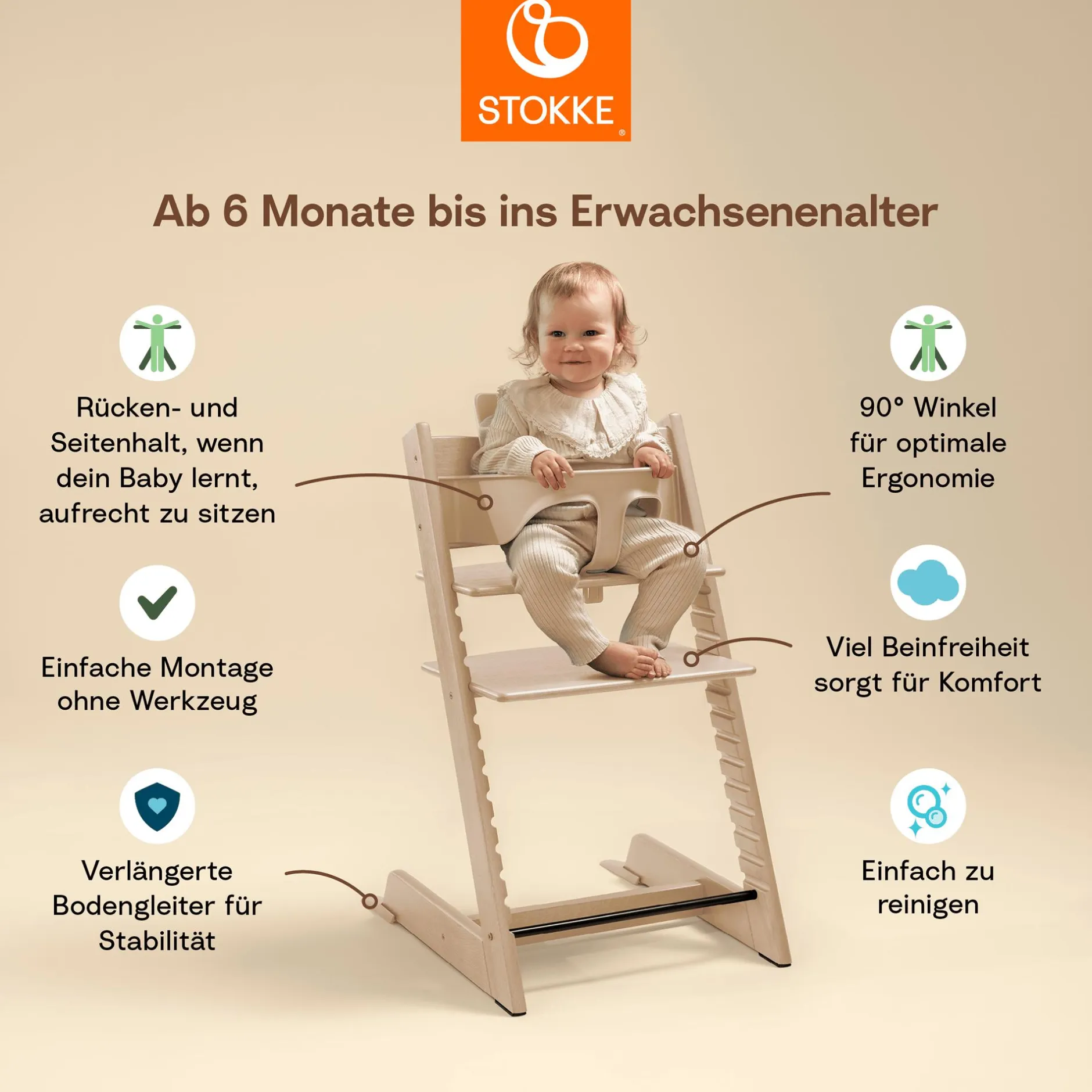 STOKKE Set Tripp Trapp® Storm Grey mit Baby Set* Treppenhochstühle