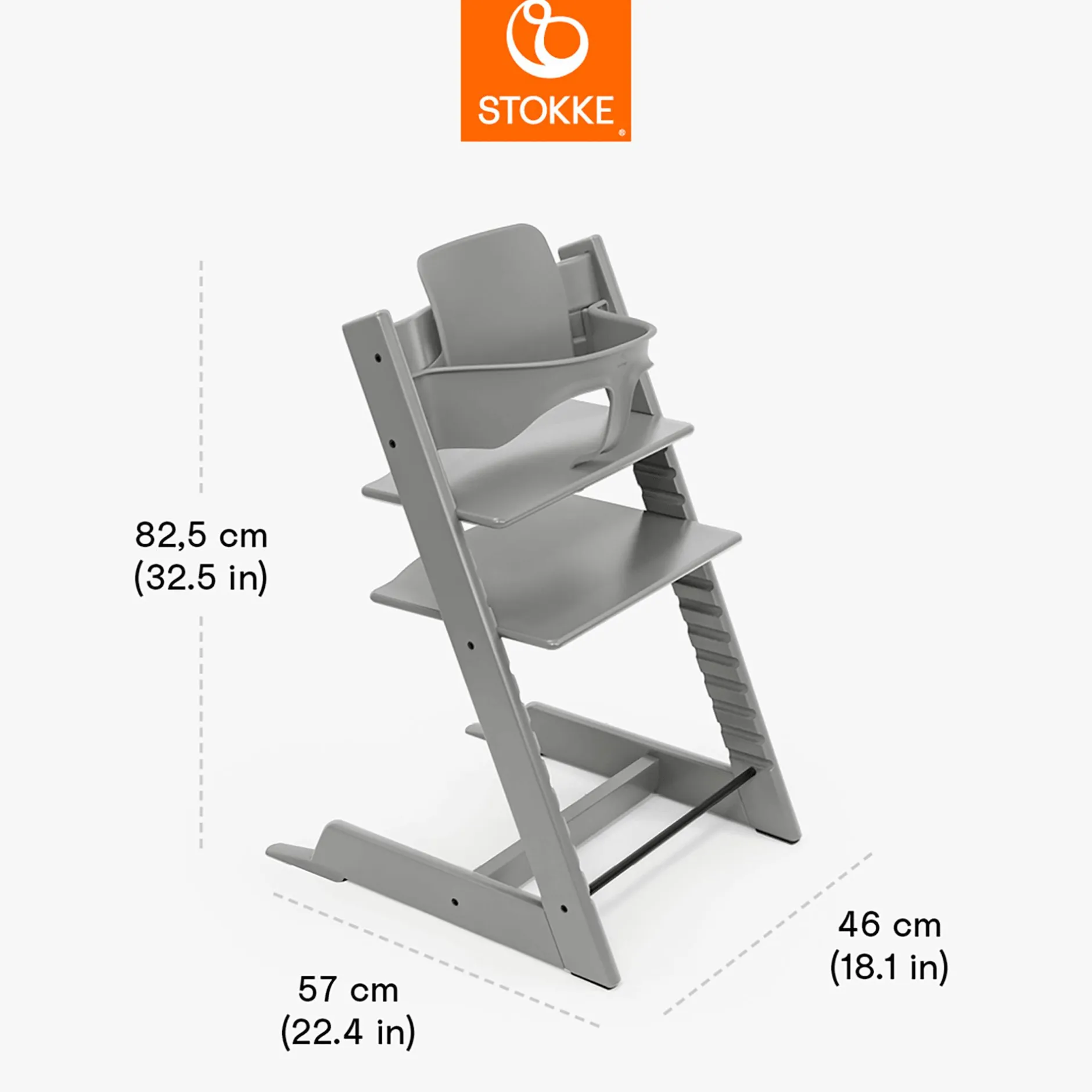 STOKKE Set Tripp Trapp® Storm Grey mit Baby Set* Treppenhochstühle