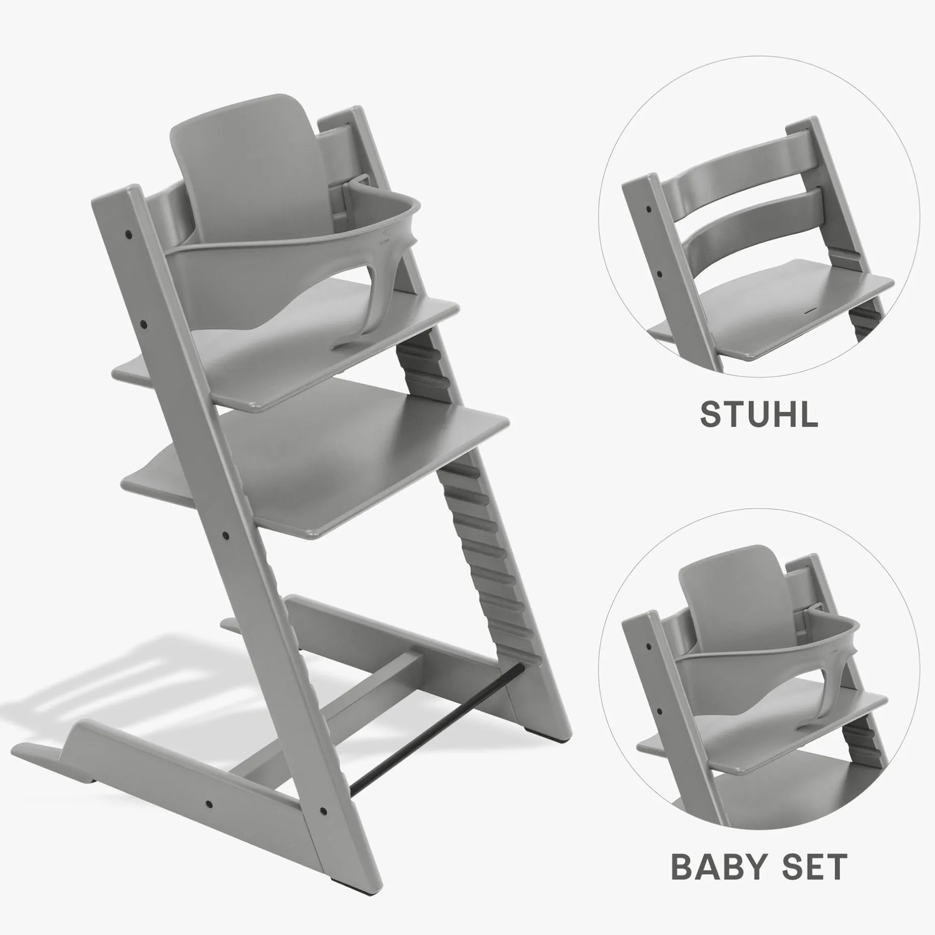 STOKKE Set Tripp Trapp® Storm Grey mit Baby Set* Treppenhochstühle