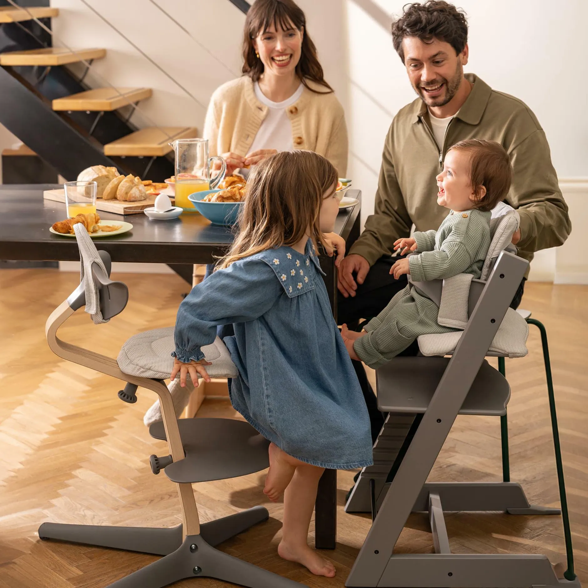 STOKKE Set Tripp Trapp® Storm Grey mit Baby Set* Treppenhochstühle