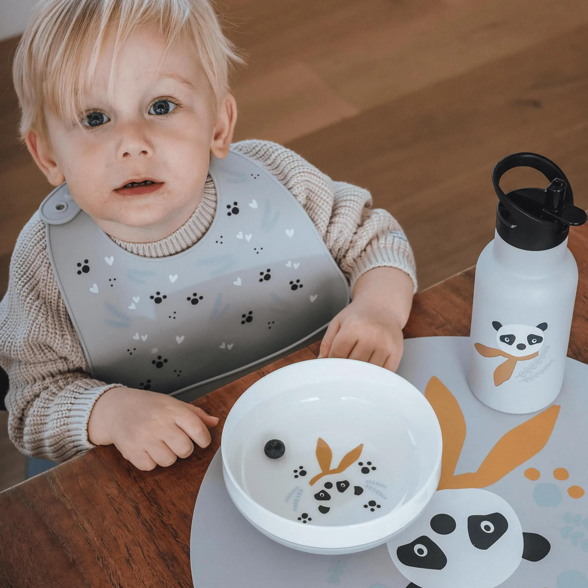kikadu Silikon-Platzset Panda Silber* Besteck & Geschirr